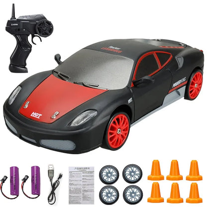 RC Mini Drift Car Remote Control Racing Toy with LED Lights & Rechargeable Battery for Kids & Adults