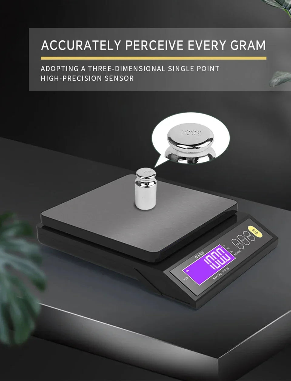Balance de cuisine numérique étanche – Capacité de 5 kg / 1 g ou 10 kg / 1 g, balance culinaire rechargeable à écran LCD pour la préparation des repas, la pâtisserie et le contrôle des portions