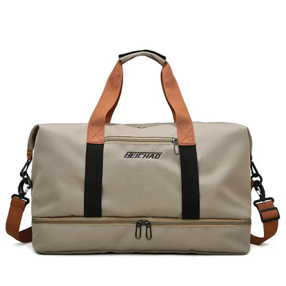 Women's Gym Duffel Bag with Shoe Compartment – Wet/Dry Separation Travel Bag, Shoulder & Crossbody Carry for Workout, Weekend Trips