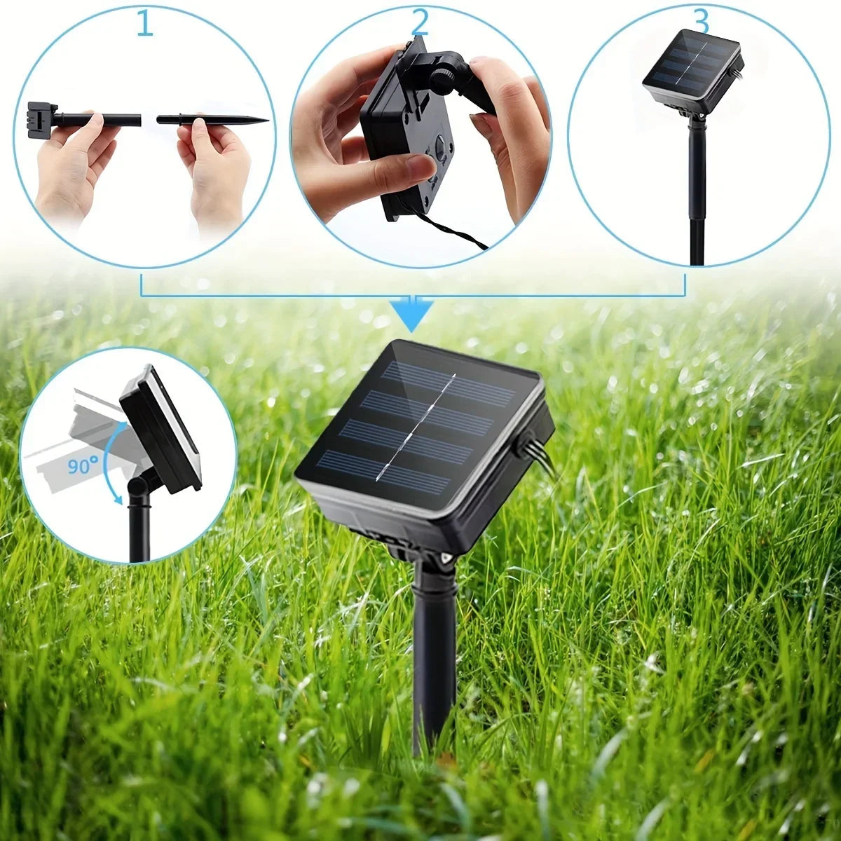 Solar-Powered LED Rope Light with Hemp Design 16.4 ft Waterproof Outdoor String Lights for Patio Garden Deck Yard Party Decor Dusk-to-Dawn S
