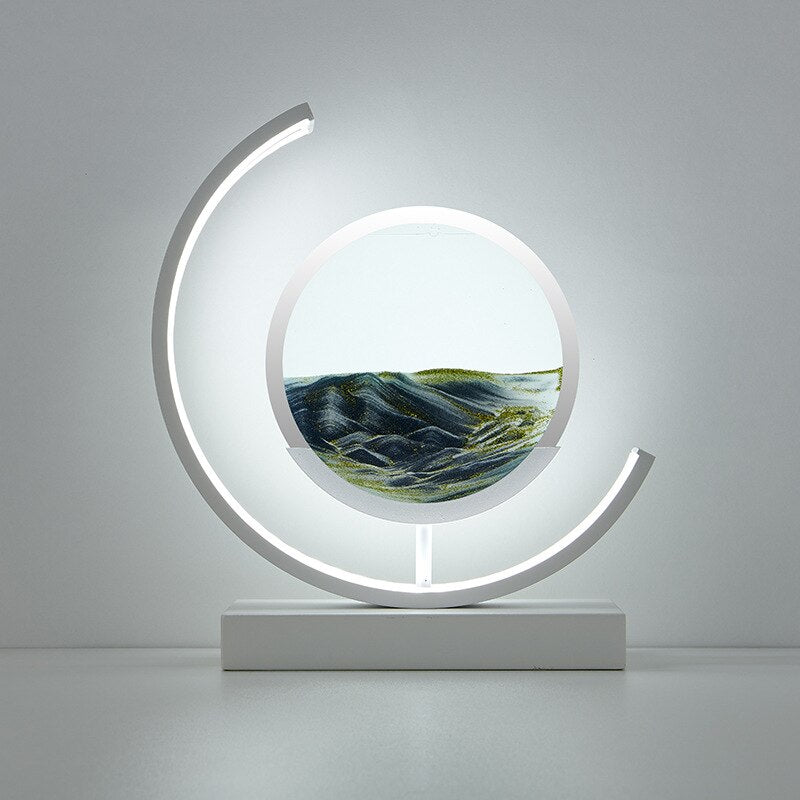 Rotating Sand Art LED Table Lamp | Mesmerizing 3D Liquid Motion Desk Light with Acrylic Frame | Modern Accent Lamp for Bedroom Living Room
