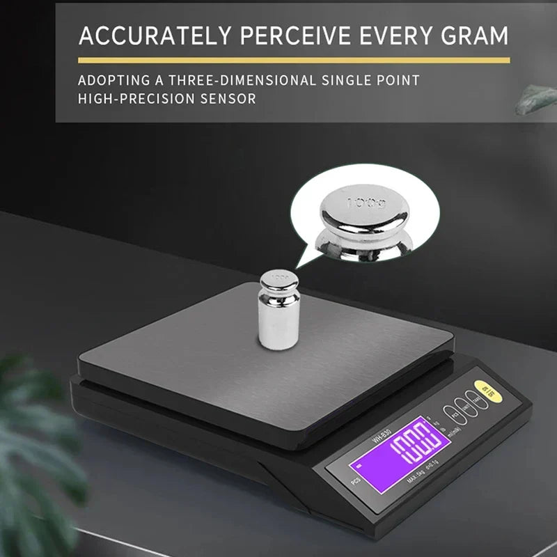 Balance de cuisine numérique étanche – Capacité de 5 kg / 1 g ou 10 kg / 1 g, balance culinaire rechargeable à écran LCD pour la préparation des repas, la pâtisserie et le contrôle des portions