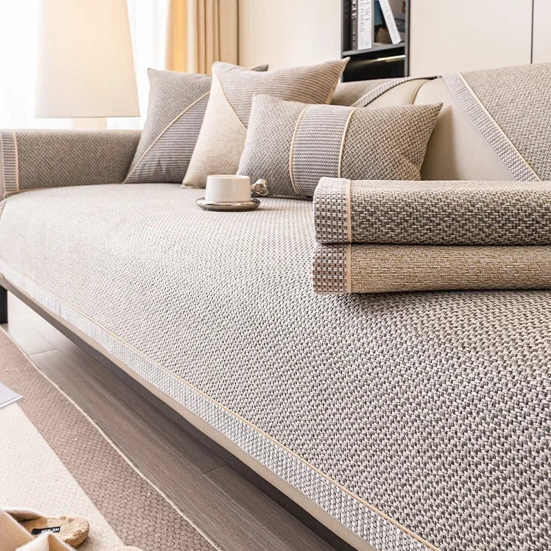 Quilted Furniture Protector 28 x 59 in Non-Slip Cotton Blend Couch Cover for Sofa Seats Armrests Backrests Pet-Friendly Sectional Loveseat S