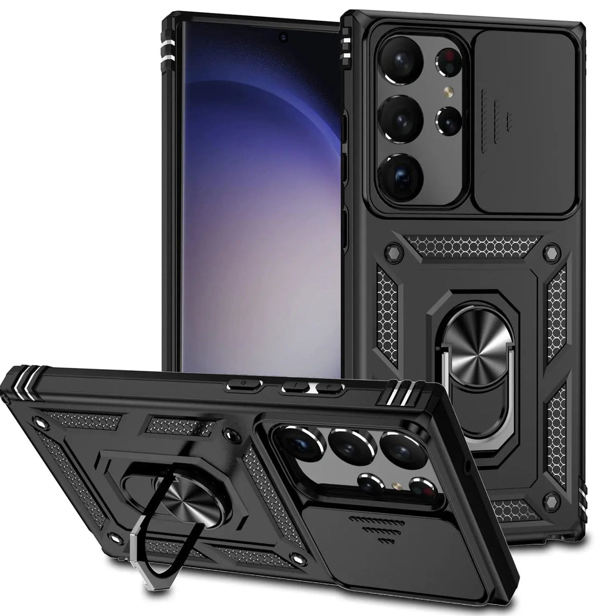 Protective Stand Case with Lens Guard for Samsung Galaxy S23 Series – Hands-Free Viewing & Drop Protection