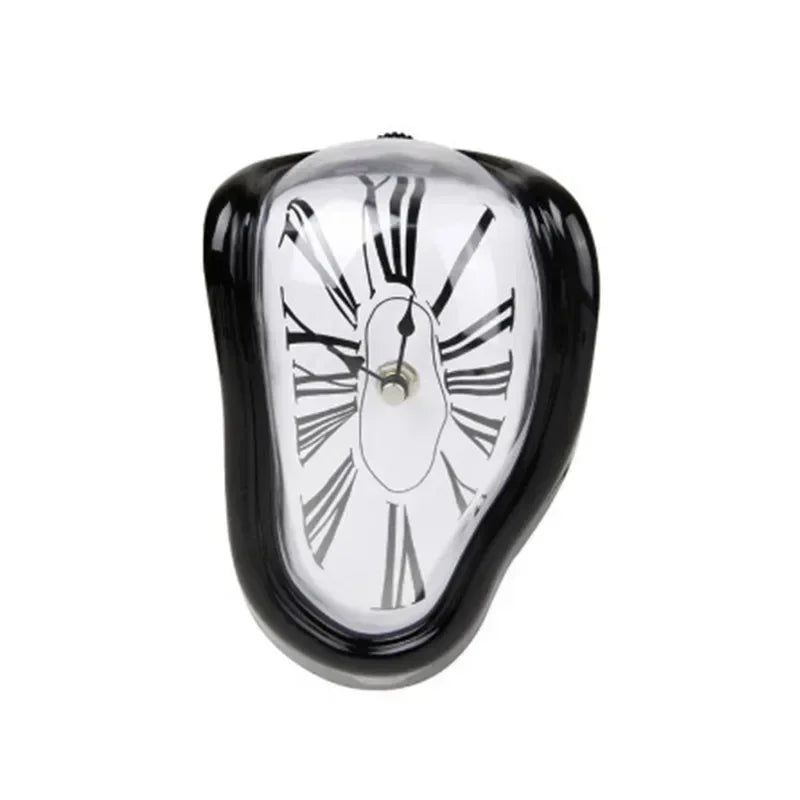 Horloge décorative Flowing Timepiece en aluminium à quartz, cadran à chiffres romains, 18 x 13 x 15 cm, argentée, style surréaliste pour bureau, cheminée ou étagère