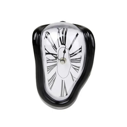Horloge décorative Flowing Timepiece en aluminium à quartz, cadran à chiffres romains, 18 x 13 x 15 cm, argentée, style surréaliste pour bureau, cheminée ou étagère
