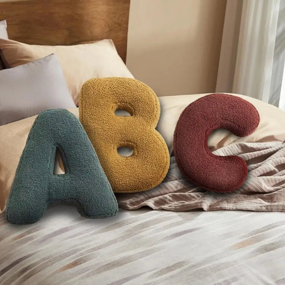 Alphabet Throw Pillow Velvet 15 x 12 Inches Monogram Accent Cushion Personalized Name Letter for Sofa Couch Bedroom Nursery Kids Room Decor