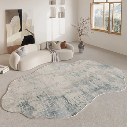 Tapis à contour organique | Design irrégulier avec envers antidérapant | Polyester doux pour le confort du salon