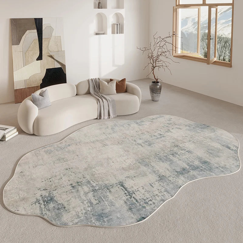 Tapis, tapis de forme irrégulière avec envers antidérapant, tapis de salon abstrait, tapis de chambre doux