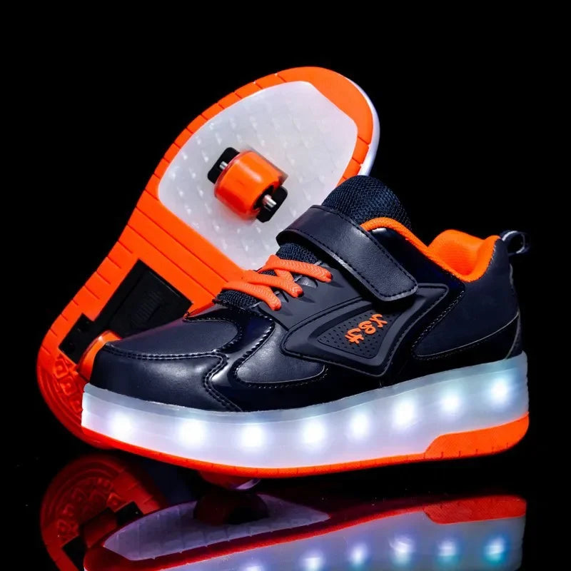 Light-Up Roller Sneakers for Kids – Illuminated Wheels with LED Lights for Boys & Girls – Skate Shoes with Retractable Wheels