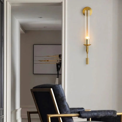 Contemporary Metal and Glass Wall Light Fixture for Bedroom Reading and Ambient Lighting