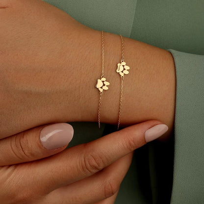 Custom Paw Print Bracelet with Engraving – Adjustable Stainless Steel Pet Memorial Jewelry for Dog & Cat Lovers – Gold, Silver & Rose Gold
