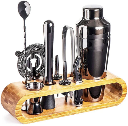 Stainless Steel Bartender Tool Kit 10-Piece Set with Shaker Jigger Strainer for Home Mixology Cocktail Station Bar Accessories Professional