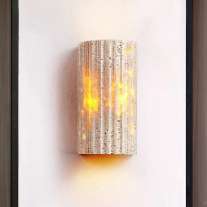 Travertine Sconce Fixture 6.5 Inch Bidirectional Illumination Indoor Outdoor Corridor Entry Facade Architectural Hardscape Garden Terrace Co