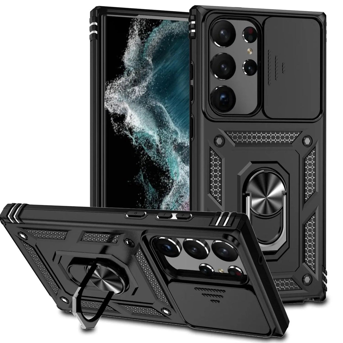 Protective Stand Case with Lens Guard for Samsung Galaxy S23 Series – Hands-Free Viewing & Drop Protection