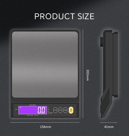 Balance de cuisine numérique étanche – Capacité de 5 kg / 1 g ou 10 kg / 1 g, balance culinaire rechargeable à écran LCD pour la préparation des repas, la pâtisserie et le contrôle des portions
