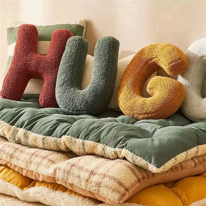 Alphabet Throw Pillow Velvet 15 x 12 Inches Monogram Accent Cushion Personalized Name Letter for Sofa Couch Bedroom Nursery Kids Room Decor