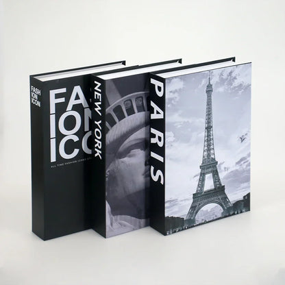 Hollow Cardboard Book Stack 3-Piece Display Set for Shelf Styling Coffee Table Accent Modern Home Interior Staging Props
