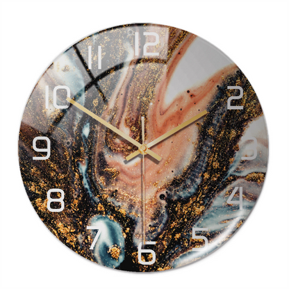 Silent Wall Clock Round Metal Frame Minimalist Quiet Sweep Non-Ticking for Living Room Bedroom Office Home Decor Modern Decorative Timepiece