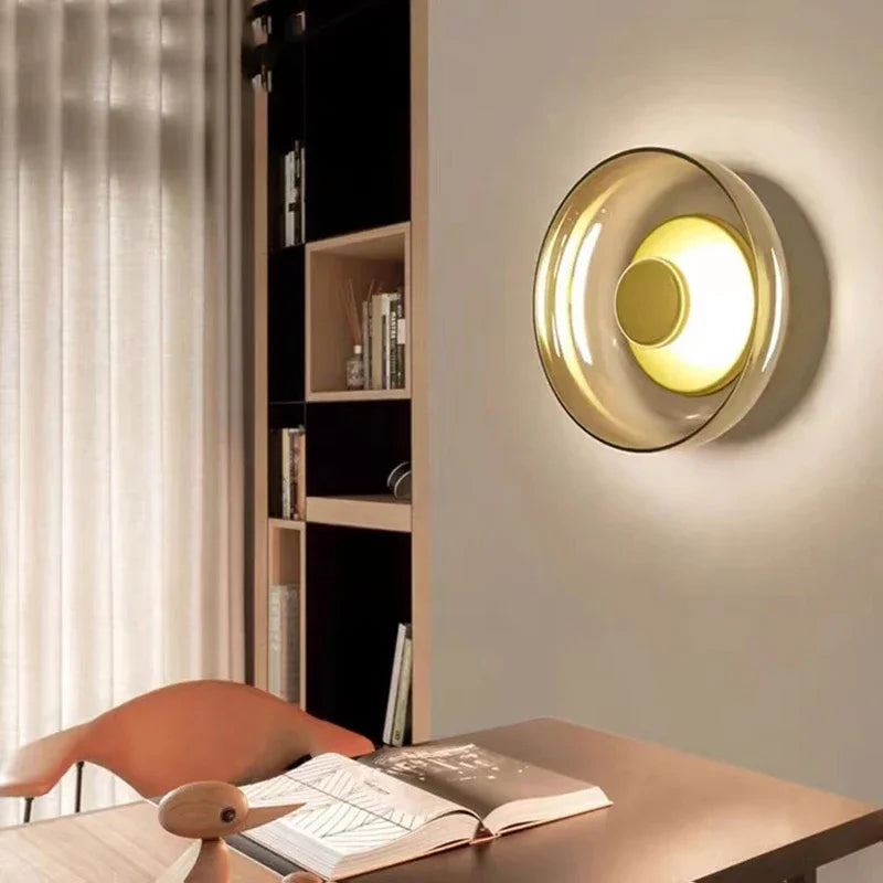 Contemporary Sconce with Domed Glass Shade – Iron Frame Wall-Mount Fixture for Bedrooms, Hallways & Living Spaces
