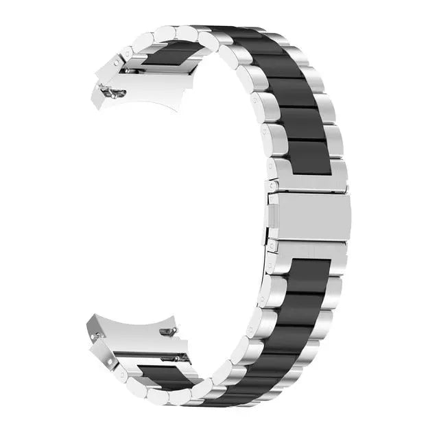 Leather & Steel Smartwatch Strap for Galaxy Watch 5 – Adjustable Wristband in Multiple Finishes