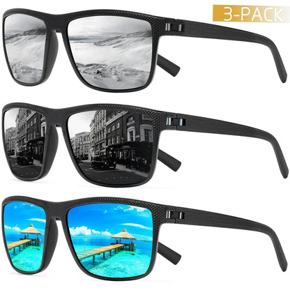 Polarized Sunglasses 3-Piece Set for Men & Women Outdoor Sports Driving UV400 Protection Lightweight Frames