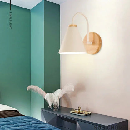 Metal & Wood Sconce 6 in Shade 9 in Reach Articulating Arm Bedside Task Light Bedroom Living Room Office Accent