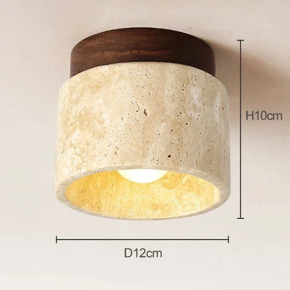 Plafonnier encastré en pierre naturelle crème 4,7 po, éclairage LED compact pour entrées, couloirs, chambres, foyers, style minimaliste moderne Japandi