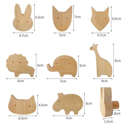 Animal-Shaped Wood Peg Rack for Kids' Rooms — Self-Stick or Screw-Mount Entryway Organizer, Nursery Decor Hanger for Coats, Backpacks & Acce