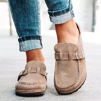 Women's Retro Cork Footbed Slide Sandals with Arch Support & Adjustable Buckle Straps for All-Day Comfort