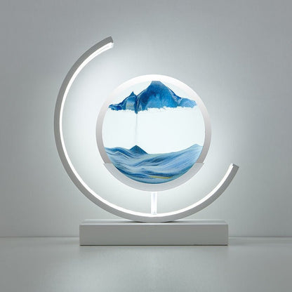 Rotating Sand Art LED Table Lamp | Mesmerizing 3D Liquid Motion Desk Light with Acrylic Frame | Modern Accent Lamp for Bedroom Living Room