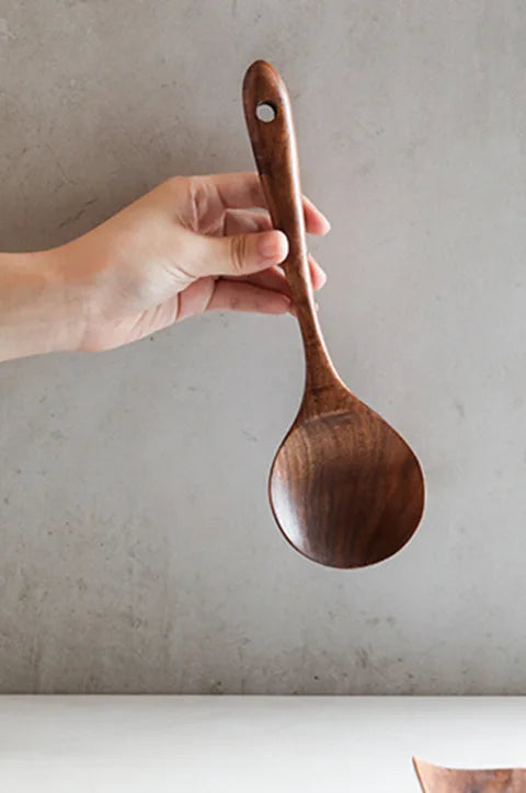 Natural Teak Wood Cooking Utensil Set for Kitchen & Dining | Eco-Friendly Solid Hardwood Spatula Spoon Tool Collection | Heat-Resistant