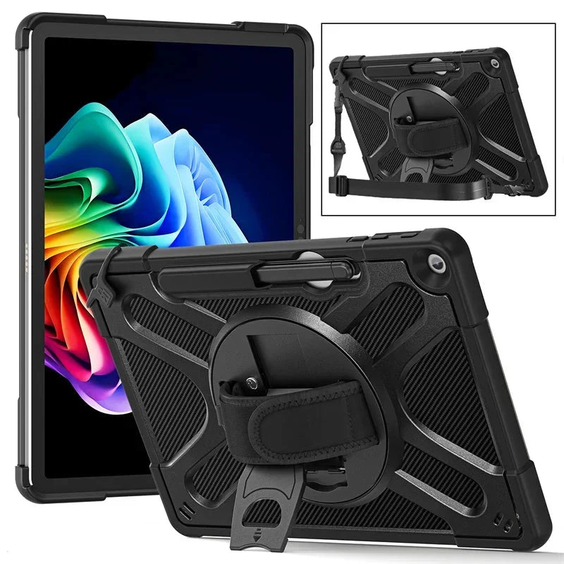 Rotating Protective Case for Microsoft Surface Pro 12 with Hand Strap & Kickstand – Black or Clear
