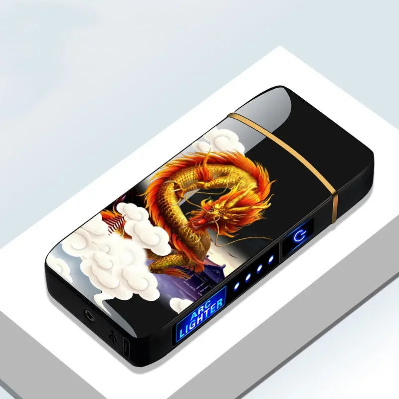Rechargeable Dual-Arc Plasma Lighter with Touch Sensor & LED Display for Candles, Pipes & Outdoor Use