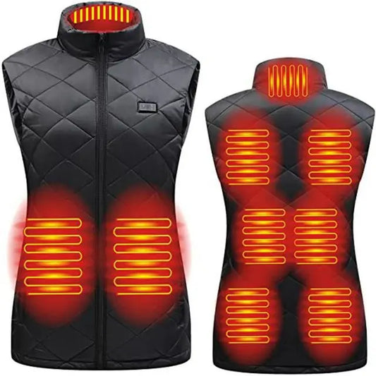 Gilet chauffant USB pour femme avec zones de chaleur infrarouge pour temps froid | Veste chauffante légère et rechargeable pour l'automne et l'hiver en extérieur