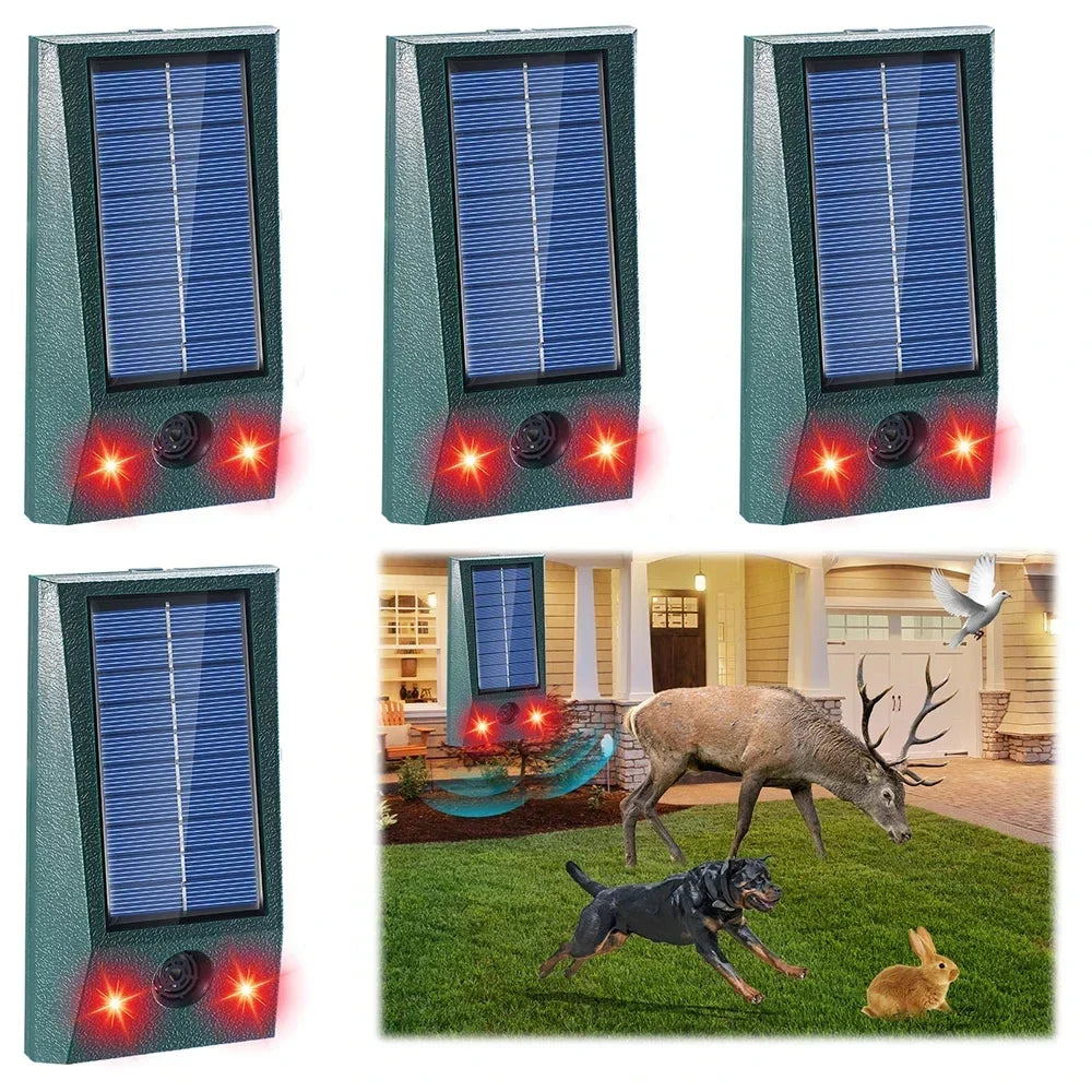 Solar Bird Repeller with Motion Sensor & LED Strobe Light | Ultrasonic Pest Deterrent for Gardens, Patios & Yards | Weatherproof 600 sq ft