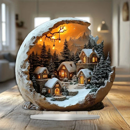 Acrylic Holiday Ornament Boho Tabletop Figure 9x8 Inch Decorative Centerpiece for Christmas Winter Mantle Shelf Bedroom Living Room Modern
