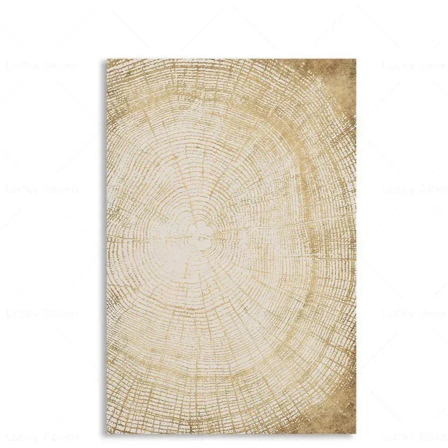 Botanical Growth Pattern Wall Art Canvas for Living Room, Bedroom & Office Décor | Natural Wood Grain Inspired Print