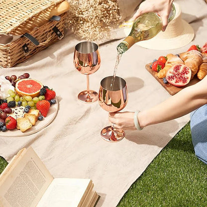 Ensemble de 6 verres à vin élégants en acier inoxydable Ortekor avec refroidissement amélioré | Design durable pour un plaisir intemporel