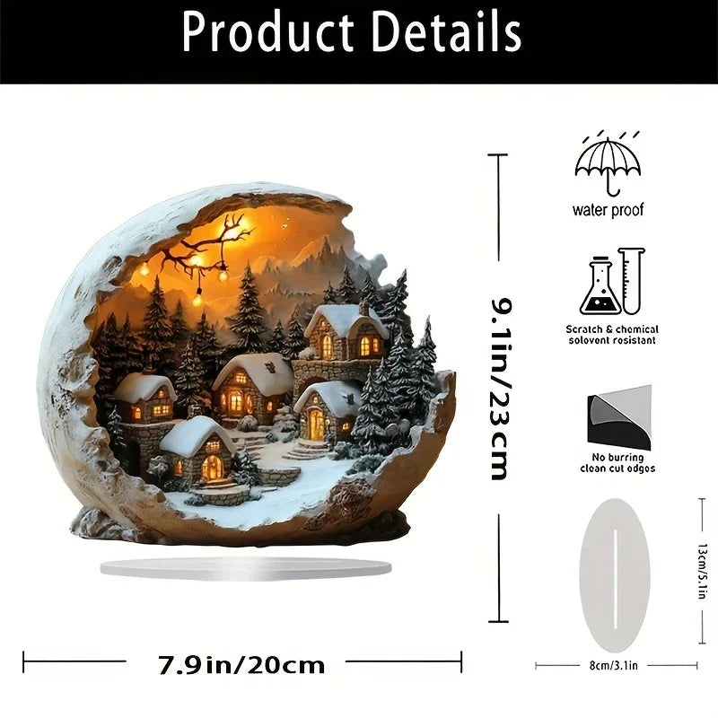 Acrylic Holiday Ornament Boho Tabletop Figure 9x8 Inch Decorative Centerpiece for Christmas Winter Mantle Shelf Bedroom Living Room Modern