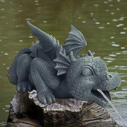 Statues de jardin féeriques | Sculpture de dragon cracheur d'eau au design réaliste | Fontaine en résine résistante aux intempéries pour espaces extérieurs