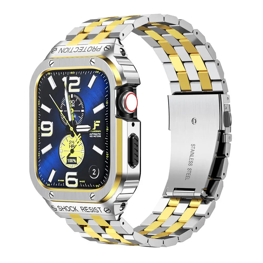 Hardened Steel Wristband & Screen-Guard Housing for 49mm Apple Watch Ultra 1–4 – Precision-Fit Metal Armor System