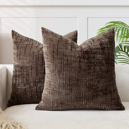 Plush Chenille Pillow Case 18 in Textured Bamboo Relief Pattern for Sofa Bed Living Room Bedroom Accent Home Décor Throw Cushion Slipcover
