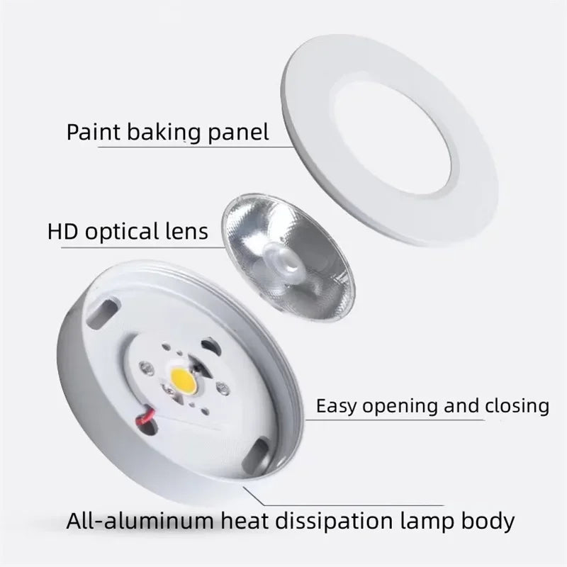 Plafonnier LED encastrable ultra-plat en aluminium anti-éblouissement pour cuisine, salle de bain, chambre, couloir, 7W-20W réglable 3000K-6000K, design moderne et bas profil
