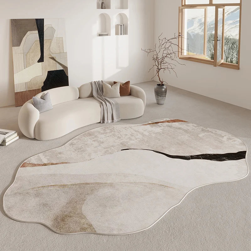 Tapis, tapis de forme irrégulière avec envers antidérapant, tapis de salon abstrait, tapis de chambre doux