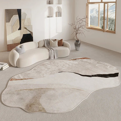 Tapis, tapis de forme irrégulière avec envers antidérapant, tapis de salon abstrait, tapis de chambre doux