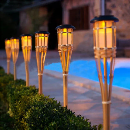 Flickering Flame Solar Garden Torches - Outdoor Pathway Lights with Realistic Fire Effect - 5-Pack Weather-Resistant Solar Torches