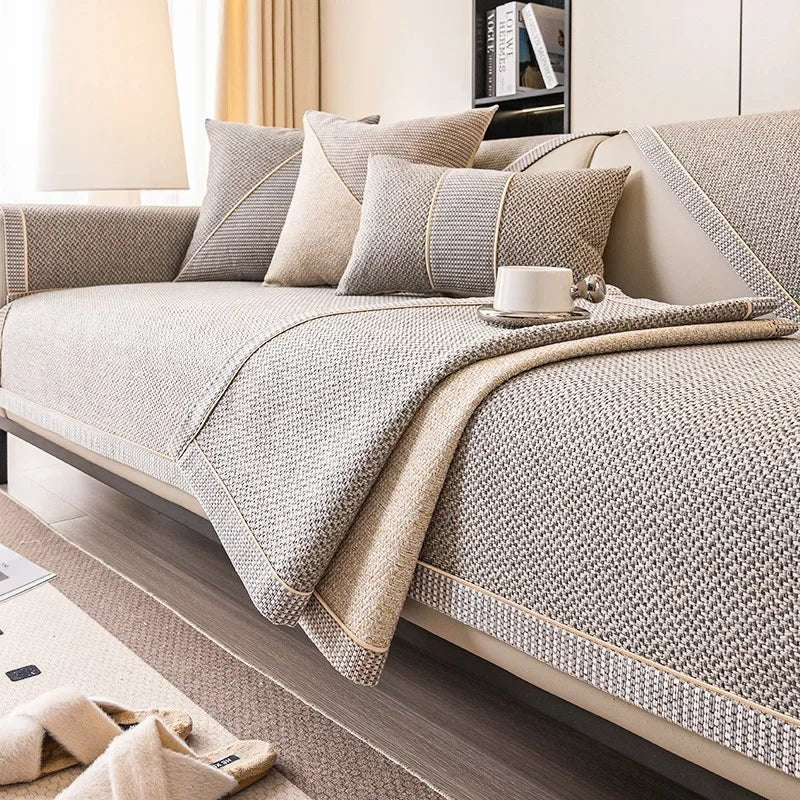 Quilted Furniture Protector 28 x 59 in Non-Slip Cotton Blend Couch Cover for Sofa Seats Armrests Backrests Pet-Friendly Sectional Loveseat S
