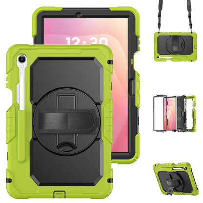 Heavy-Duty Tablet Case for Samsung Galaxy Tab S11–S7 with Rotating Hand Strap, Kickstand & Shoulder Strap