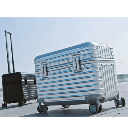 Hard Shell Luggage Aluminum-Magnesium Spinner Suitcase TSA Lock Travel Carry-On and Checked Baggage Set for Business Trips Vacation